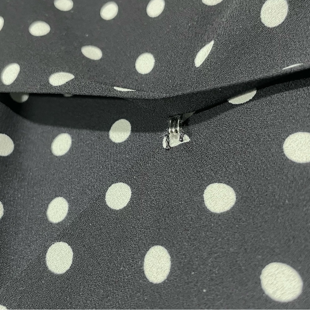 Lauren Ralph Lauren Navy Polka Dot Faux Wrap Long Sleeve Draped Blouse Large - Picture 5 of 7
